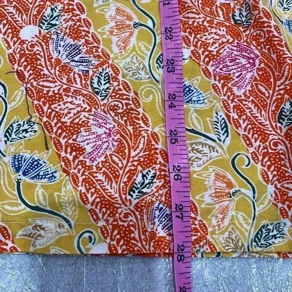 [XL]Popilier  Bali Short Sleeve Orange/Yellow Floral Button Up Shirt - Picture 6 of 9